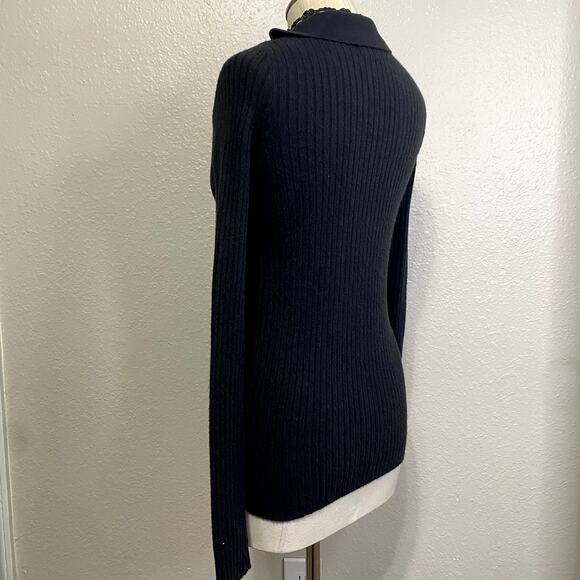 Y2K Collared Knit Button Down Sweater Grunge Gothic Bella Swan Stretch Preppy - Picture 7 of 10